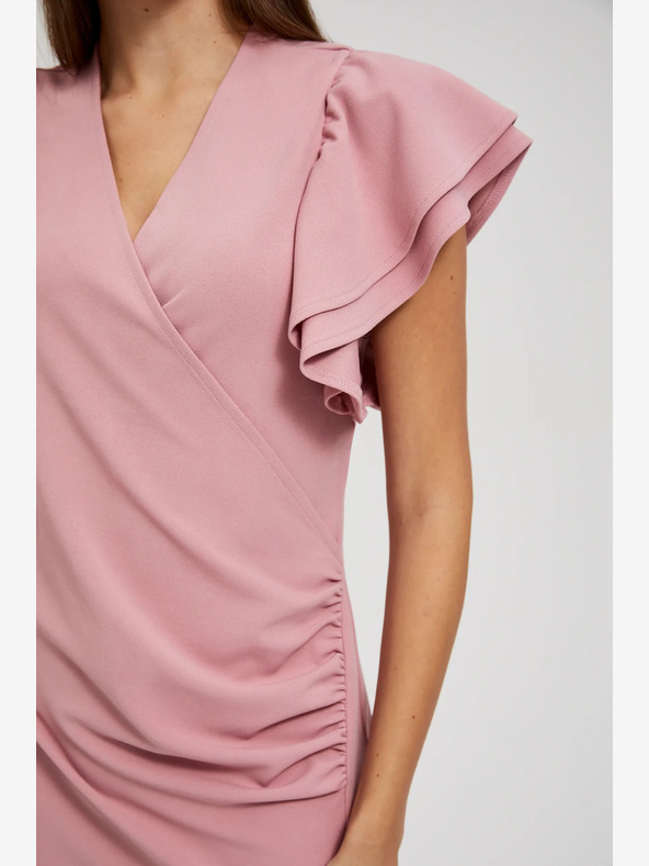 Moodo Moodo roza haljina s volanima na rukavima