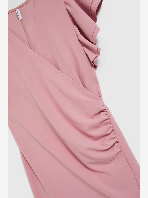 Moodo Moodo roza haljina s volanima na rukavima