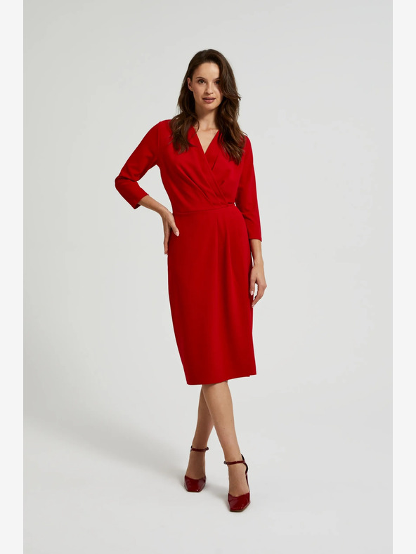 Moodo Crvena midi haljina s volanima marke Moodo