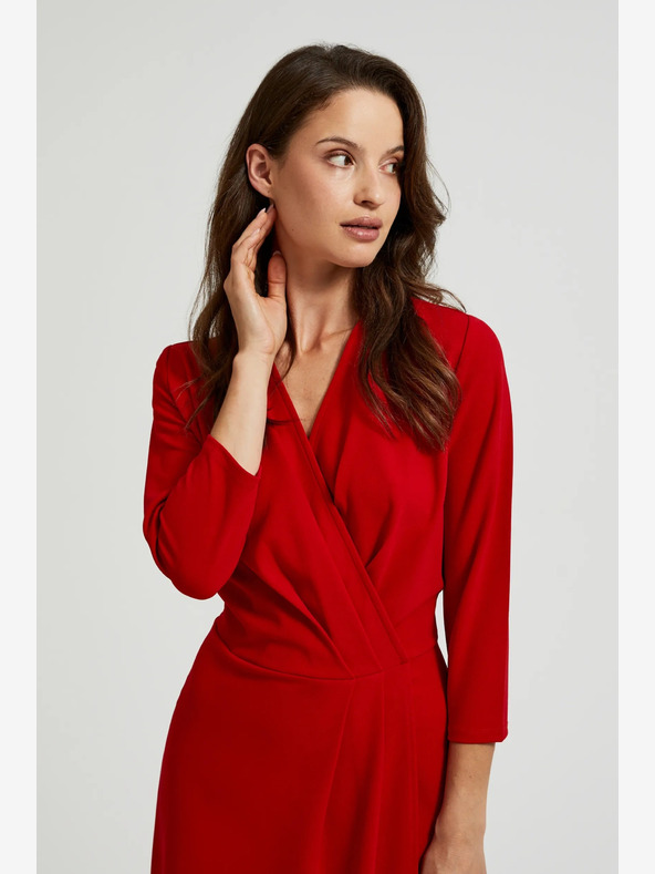 Moodo Crvena midi haljina s volanima marke Moodo