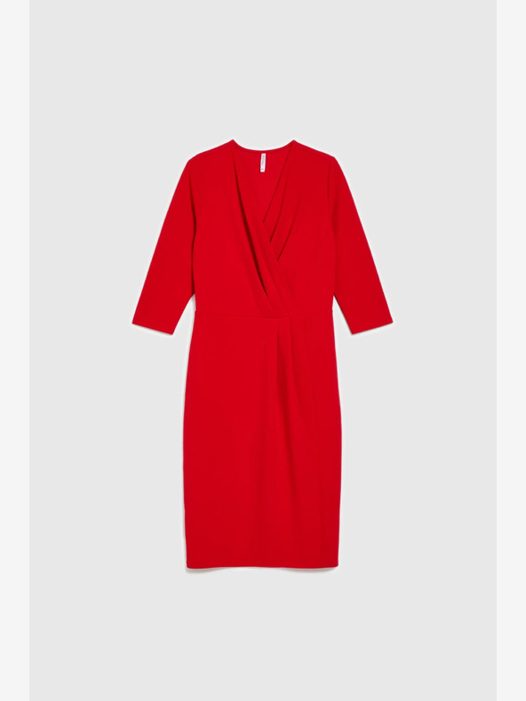 Moodo Crvena midi haljina s volanima marke Moodo