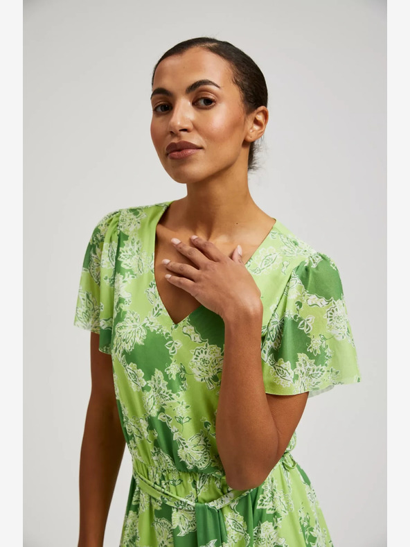 Moodo Moodo zelena haljina s uzorkom