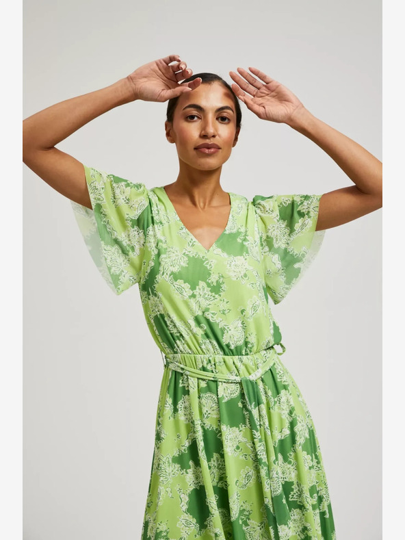 Moodo Moodo zelena haljina s uzorkom