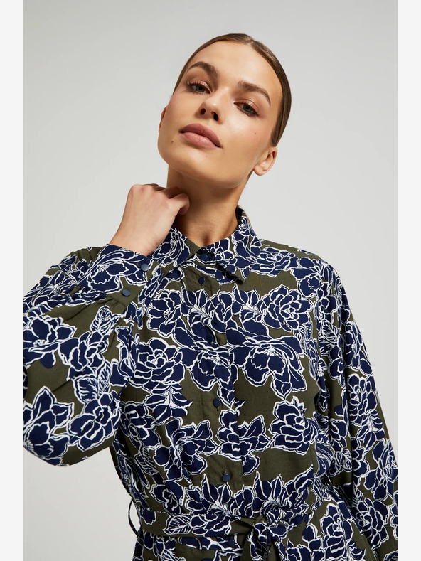 Moodo Zeleno-plava ženska cvjetna košulja haljina marke Moodo