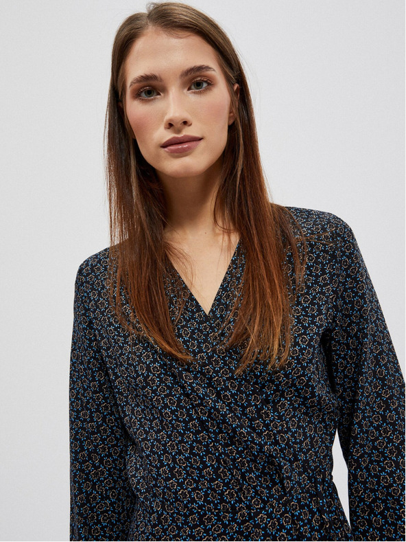 Moodo Moodo crna ženska midi haljina s uzorkom