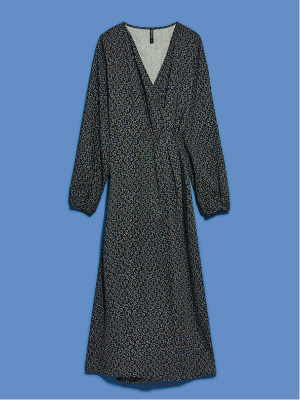 Moodo Moodo crna ženska midi haljina s uzorkom