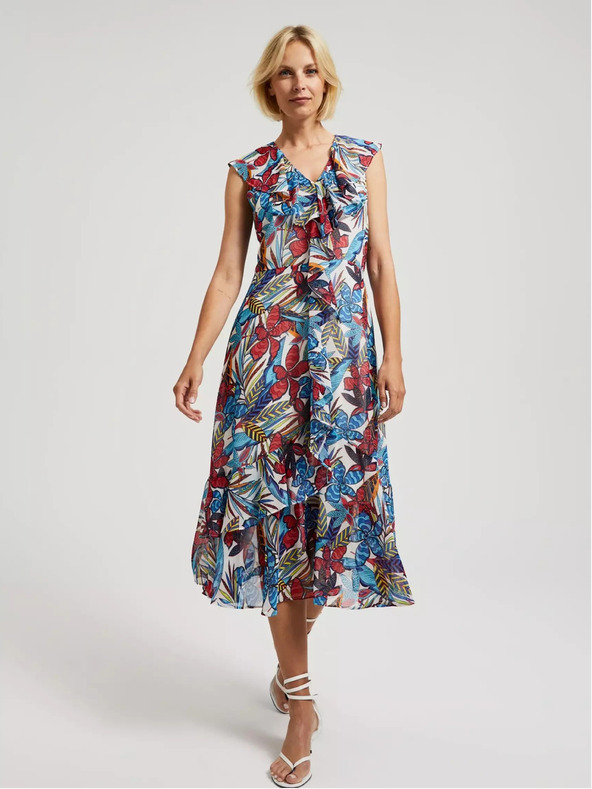 Moodo Crveno-plava cvjetna midi haljina marke Moodo