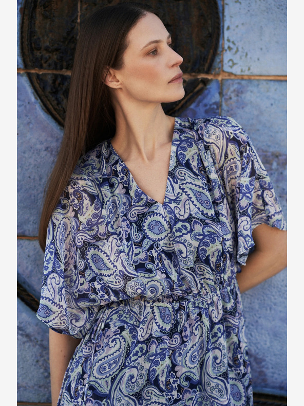 Moodo Moodo plava haljina do koljena s uzorkom