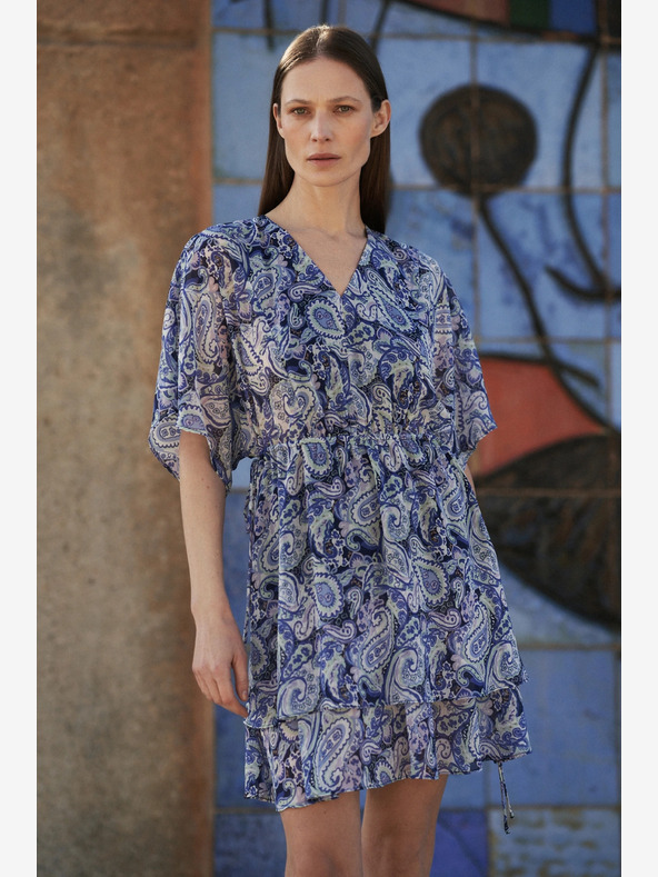 Moodo Moodo plava haljina do koljena s uzorkom