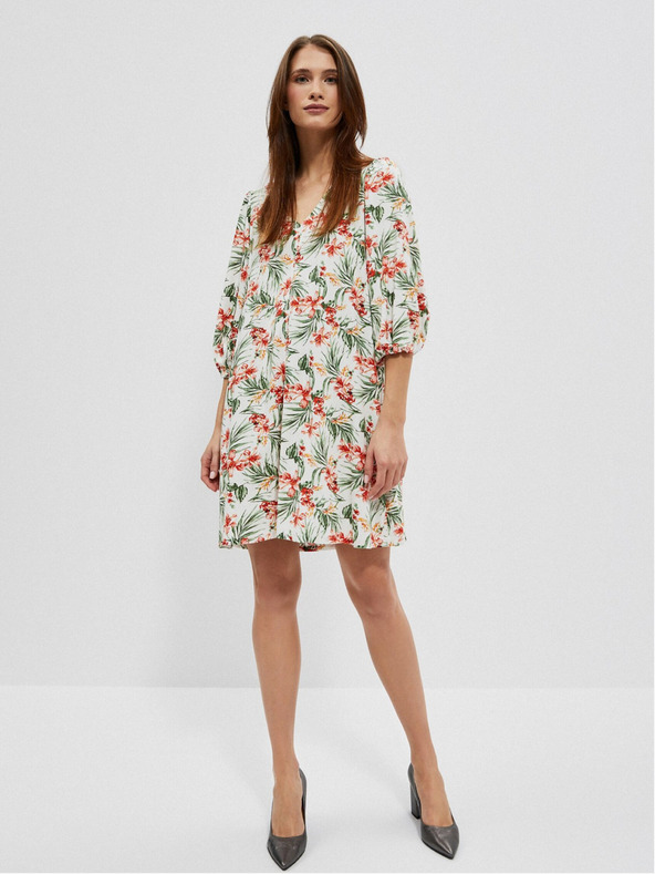 Moodo Bijela ženska Moodo haljina s uzorkom