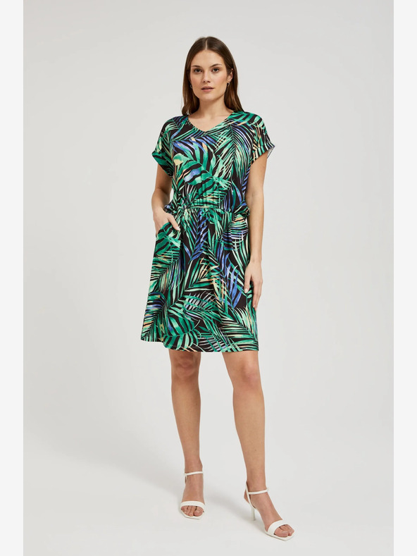 Moodo Moodo tirkizna i crna haljina s uzorkom