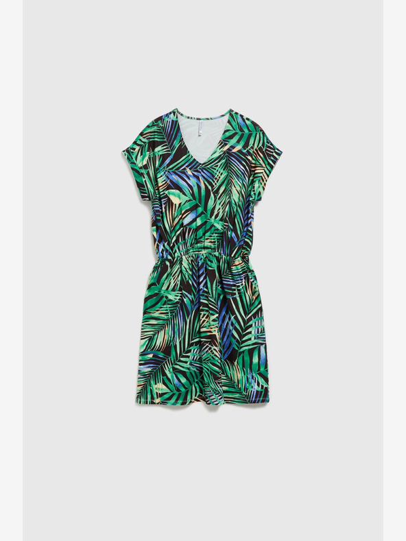 Moodo Moodo tirkizna i crna haljina s uzorkom