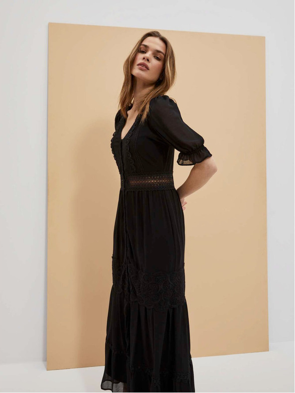 Moodo Crna ženska duga haljina Moodo