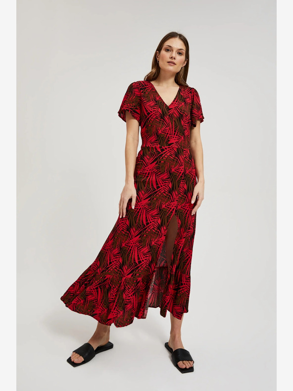 Moodo Crvena haljina s Moodo V izrezom