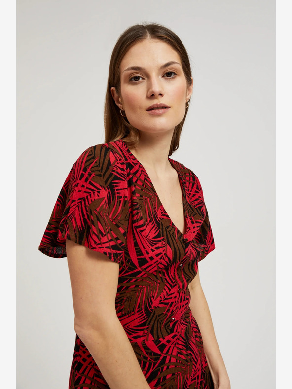 Moodo Crvena haljina s Moodo V izrezom