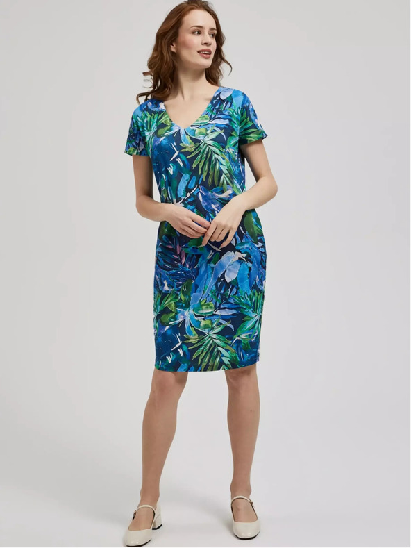 Moodo Plava haljina s tropskim uzorkom Moodo