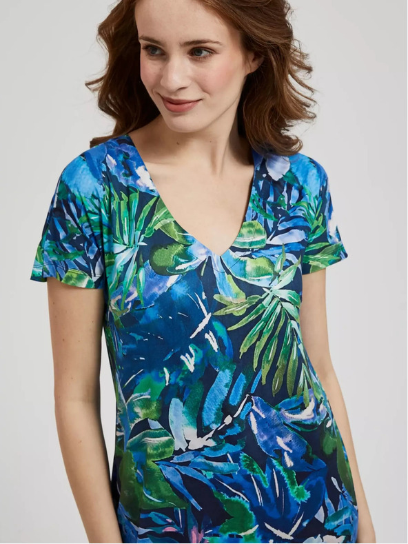 Moodo Plava haljina s tropskim uzorkom Moodo