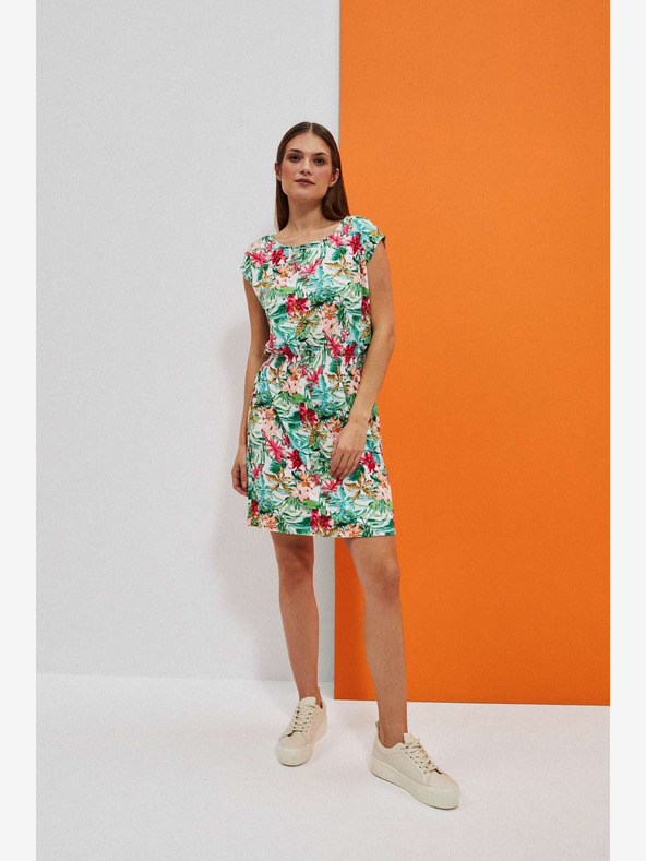 Moodo Moodo haljina s zeleno-bijelim uzorkom