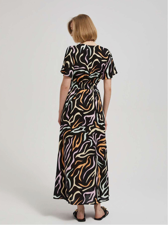 Moodo Moodo crna ženska duga haljina s uzorkom