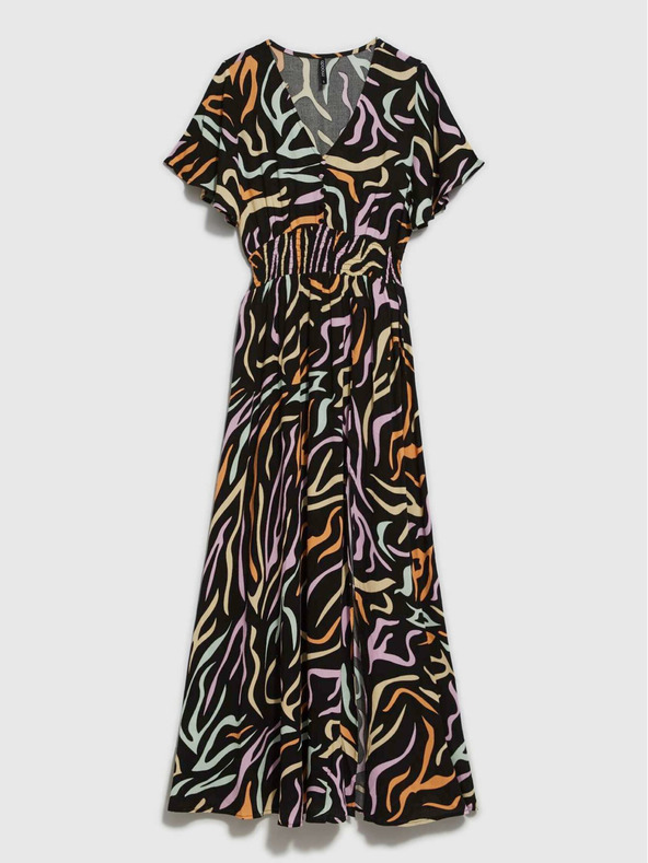 Moodo Moodo crna ženska duga haljina s uzorkom