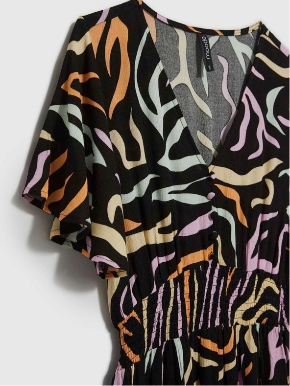 Moodo Moodo crna ženska duga haljina s uzorkom