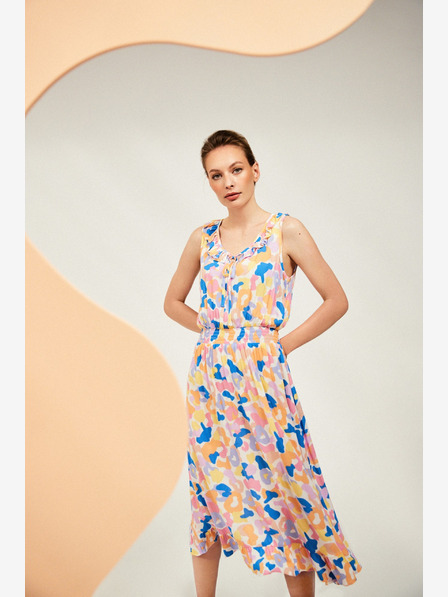 Moodo Moodo kremasta haljina s uzorkom