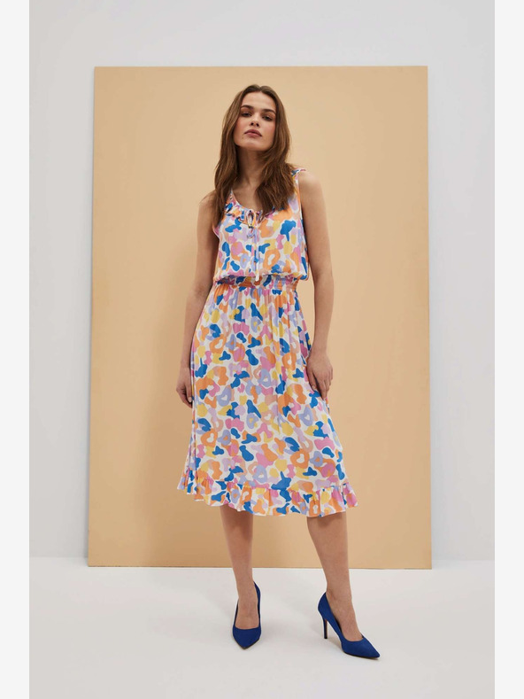 Moodo Moodo kremasta haljina s uzorkom