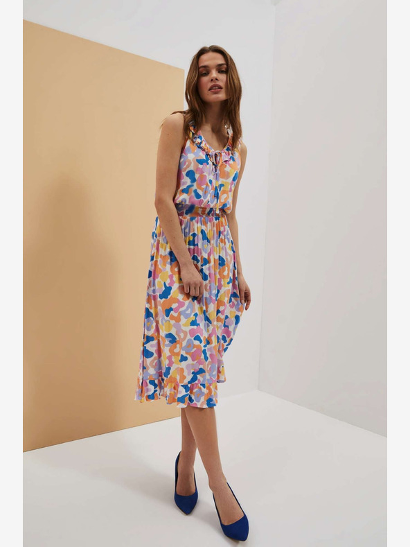 Moodo Moodo kremasta haljina s uzorkom