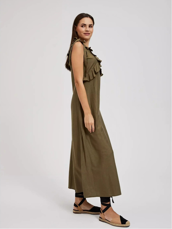 Moodo Moodo zelena haljina od viskoze s volanima