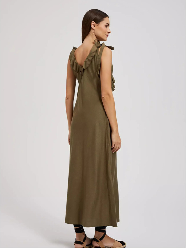 Moodo Moodo zelena haljina od viskoze s volanima