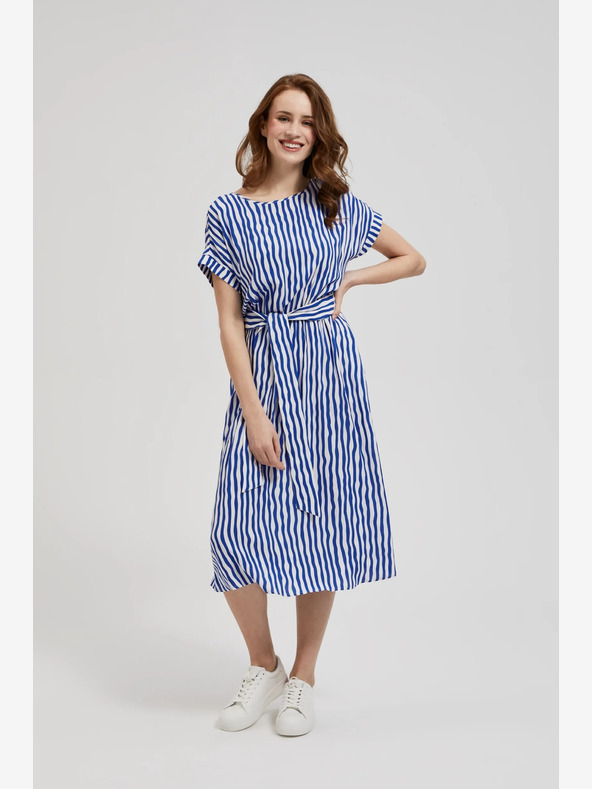 Moodo Moodo plava midi haljina na pruge