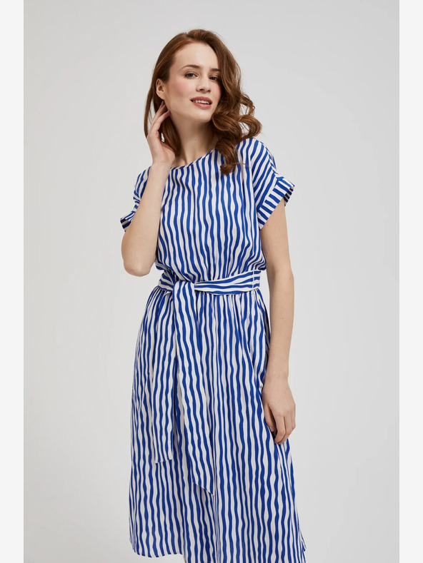 Moodo Moodo plava midi haljina na pruge