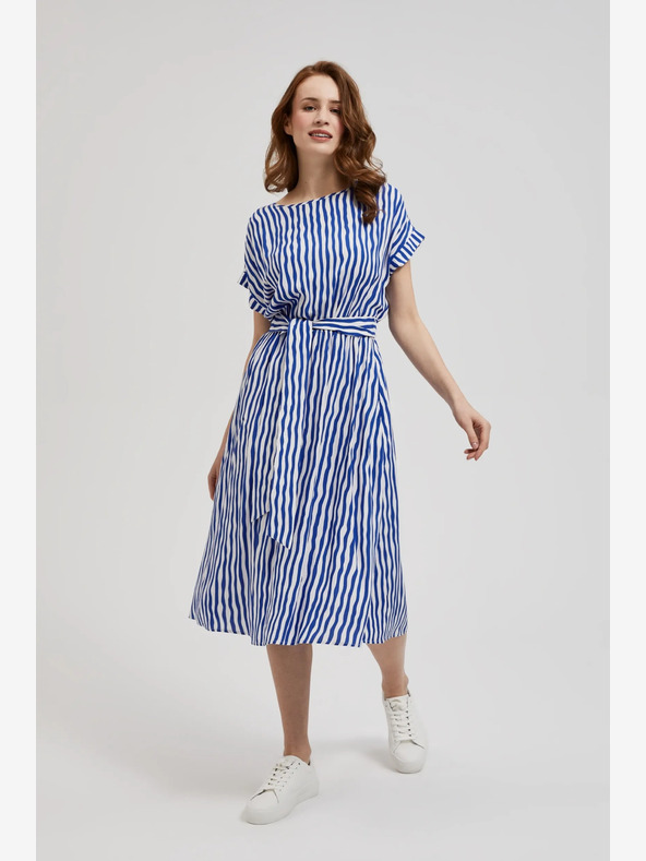 Moodo Moodo plava midi haljina na pruge