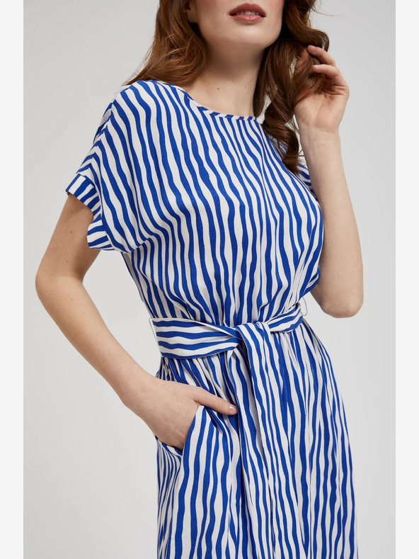 Moodo Moodo plava midi haljina na pruge