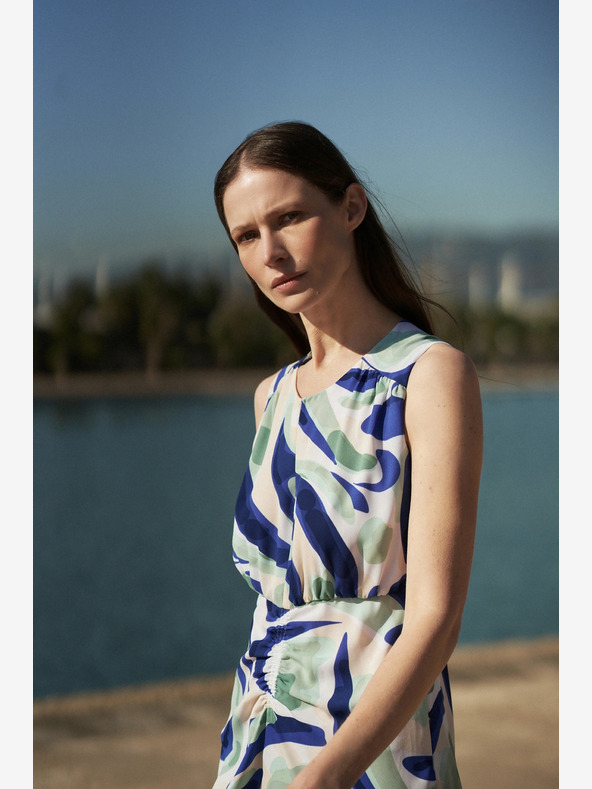 Moodo Moodo plava midi haljina s uzorkom