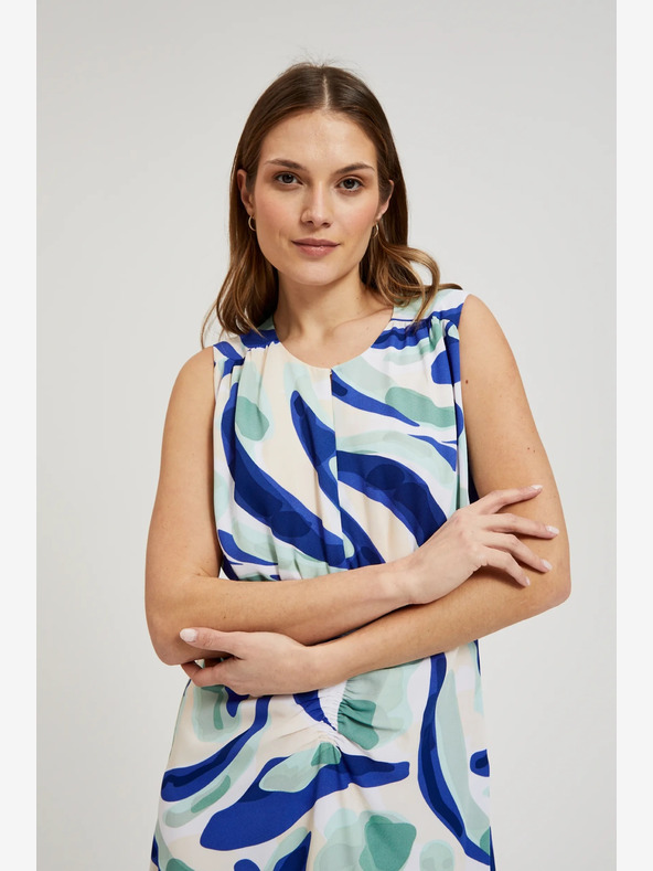 Moodo Moodo plava midi haljina s uzorkom