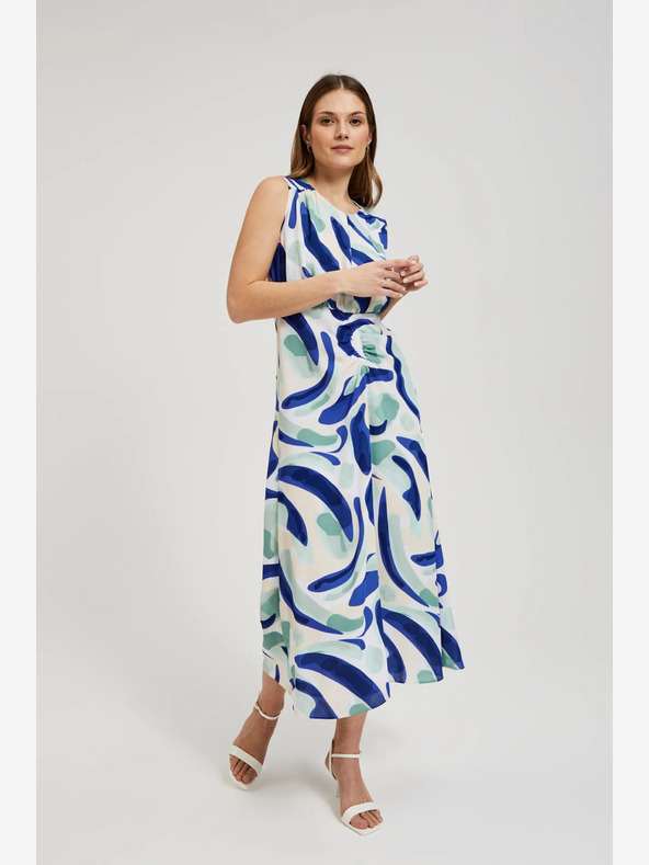 Moodo Moodo plava midi haljina s uzorkom