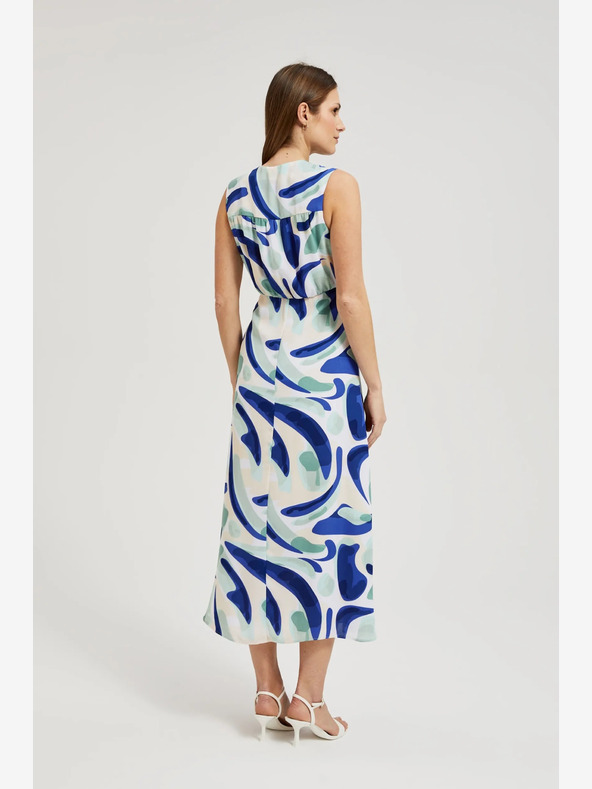 Moodo Moodo plava midi haljina s uzorkom