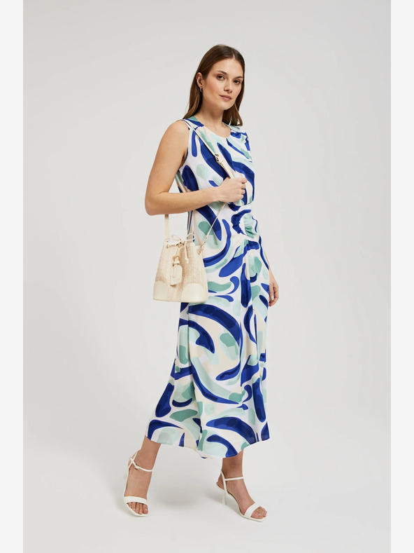 Moodo Moodo plava midi haljina s uzorkom