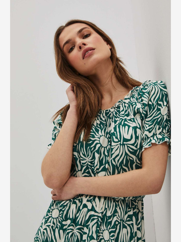 Moodo Moodo zelena haljina s uzorkom