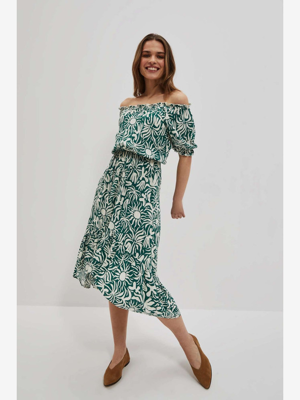 Moodo Moodo zelena haljina s uzorkom