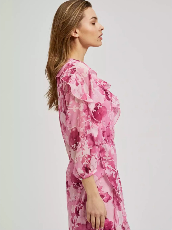 Moodo Moodo roza cvjetna haljina s volanima