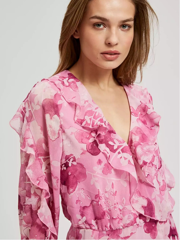 Moodo Moodo roza cvjetna haljina s volanima