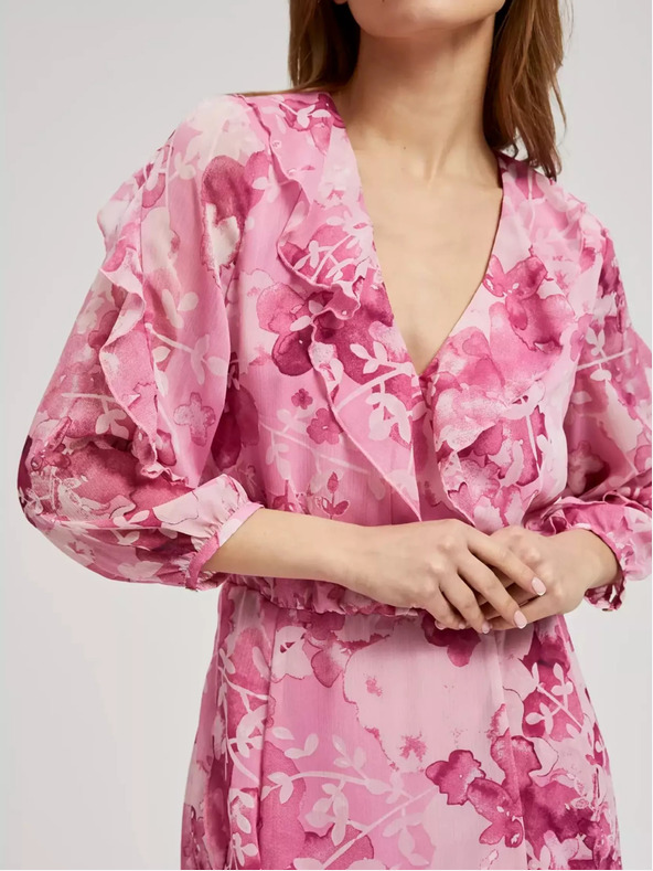 Moodo Moodo roza cvjetna haljina s volanima