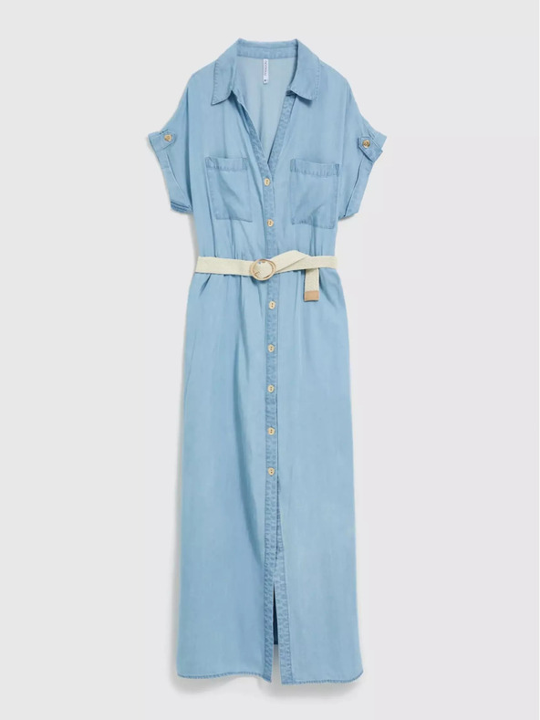 Moodo Moodo plava midi haljina od liocela