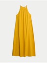 Marks & Spencer Marks & Spencer žuta midi haljina s visokim postotkom lana i kopčanjem iza vrata