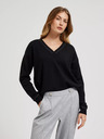 Moodo Moodo crni pulover s V-izrezom i dugim rukavima