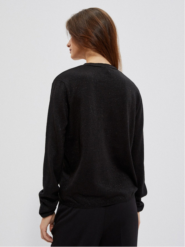 Moodo Crni ženski pulover Moodo s V izrezom