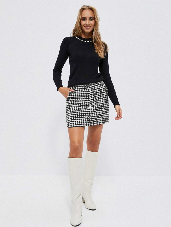 Moodo Crni ženski džemper s ukrasnim Moodo perlama