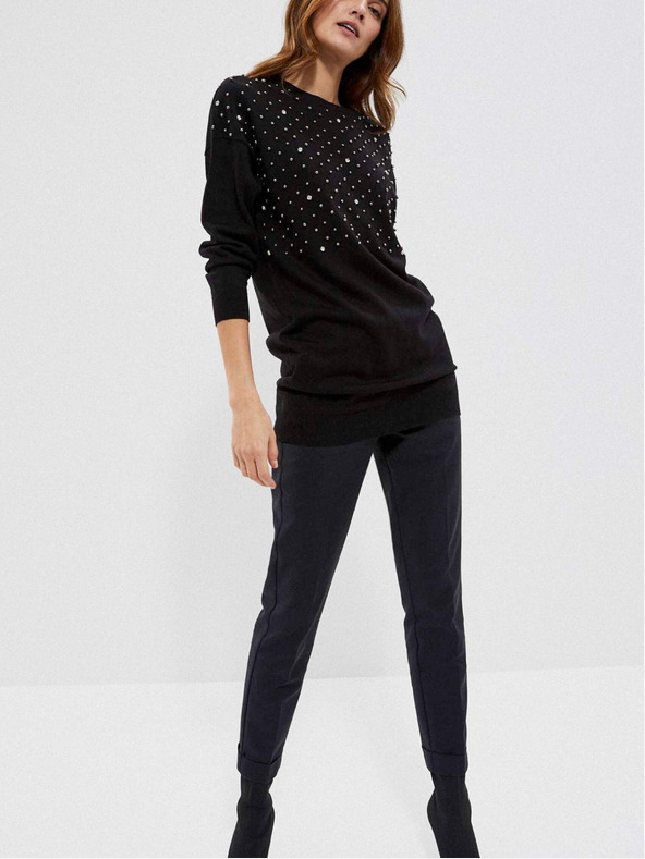 Moodo Crni ženski džemper s Moodo perlicama